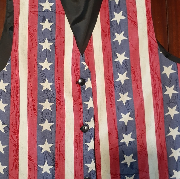 Red, white and blue stars and stripes unisex groovy vintage vest independence - Picture 8 of 9